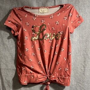 btween Pink Lace Accent Top